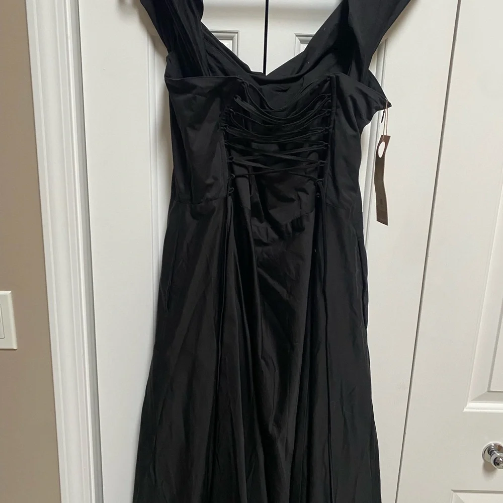 Black Off the Shoulder Convertible Dress - can wear 10 different ways! - Picture 2 of 11
